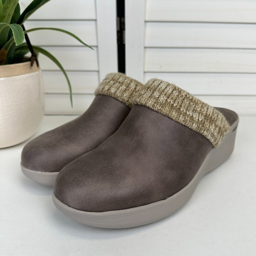 Skechers Taupe Pier Lite Find Joy Wedge Mule Clogs Slip On Comfort Shoe Size‎ 9